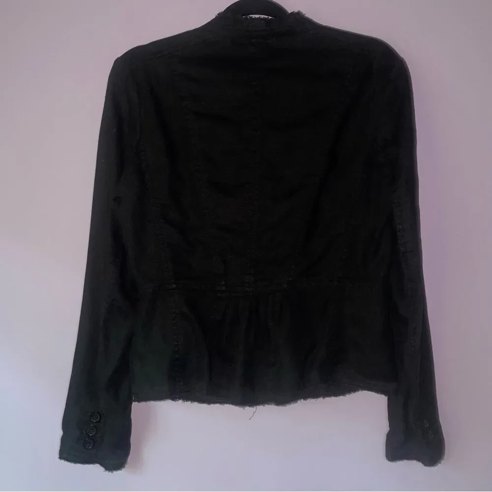 Michael Kors 100% Linen Blazer Size 6 Lagenlook Jacket Button Cardigan